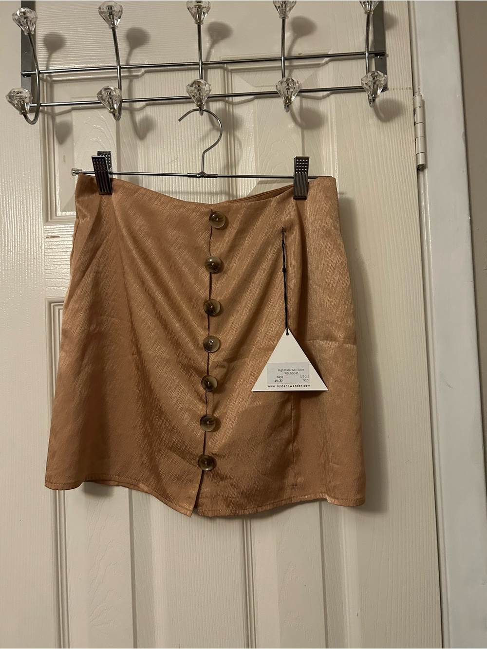 Lost + Wander Button-Front A-Line Skirt in Camel